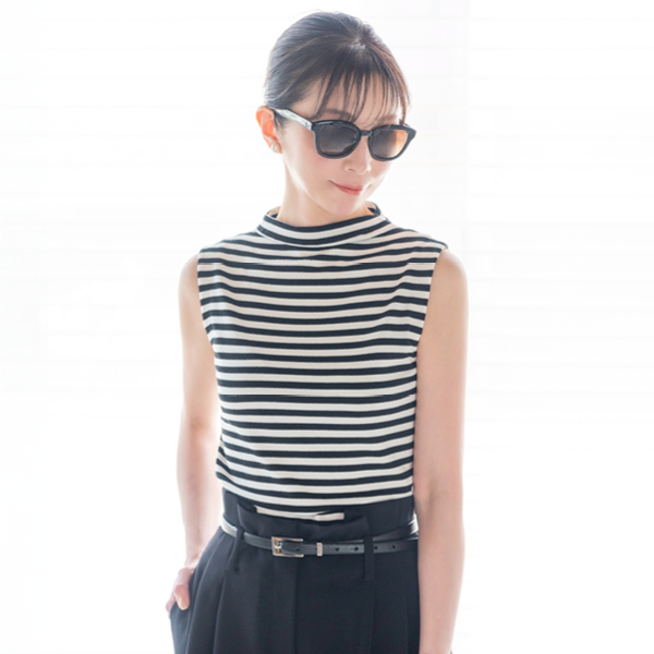 Border Knit Top “Stylish French”