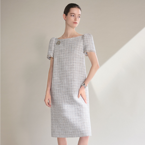 Washable Tweed “Elegant Puff Dress”