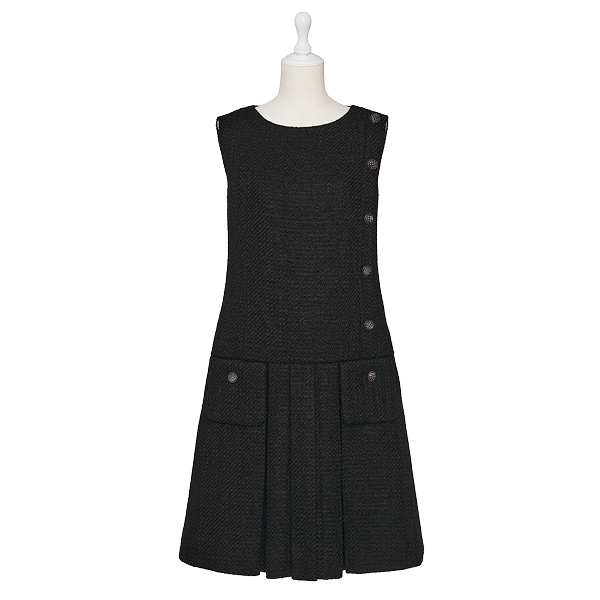Washable Tweed Dress “Parisienne” (Black Black)