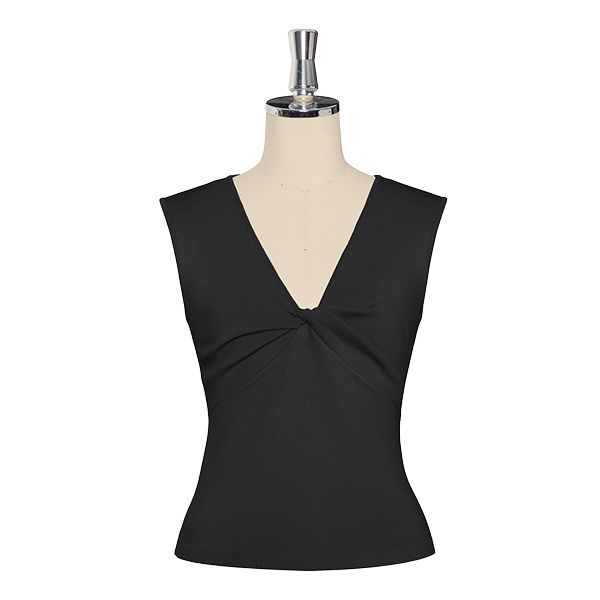 Knit Top “Daisy Twist Elegance” (Black Black)