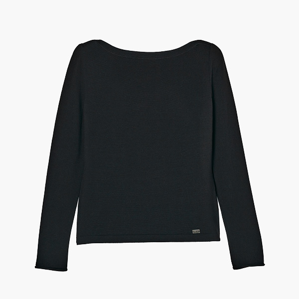 しっとりウール "Prima Knit Top" (Black Black)