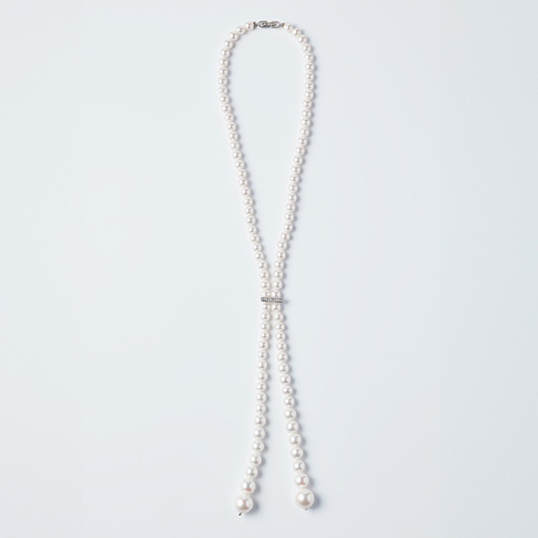 Necklace “Pearl Tie II” (Pearl White)