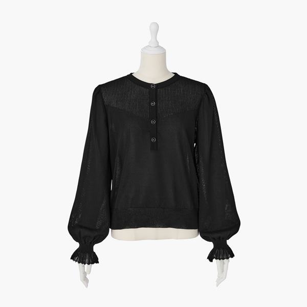 Knit Top "Cafe Style SAINT-GERMAIN” (Black Black)