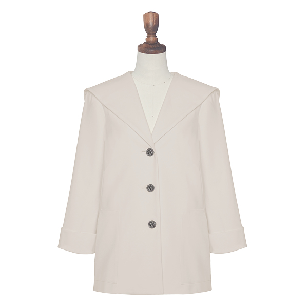 Elegant Jersey Sailor Jacket(Powder Beige)