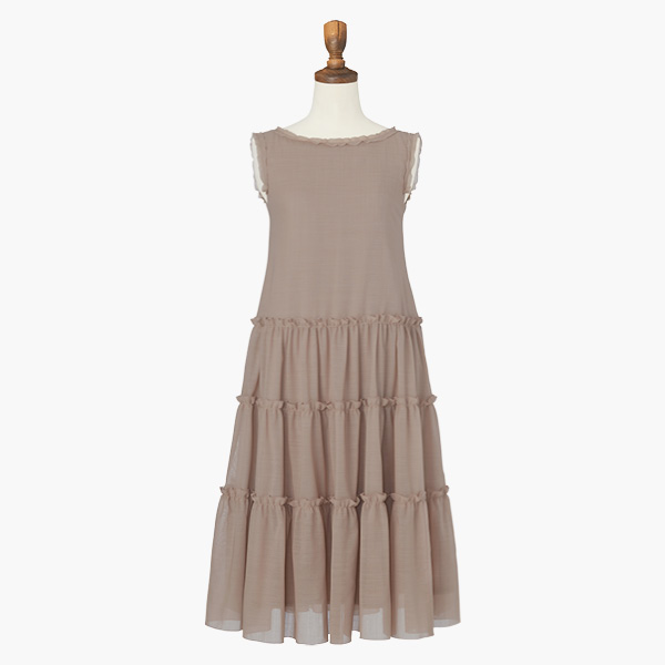 Dress "さらさら Millefeuille ミモレ” (Milk Tea)