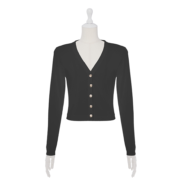 Cardigan "Essential V"(Black Black)