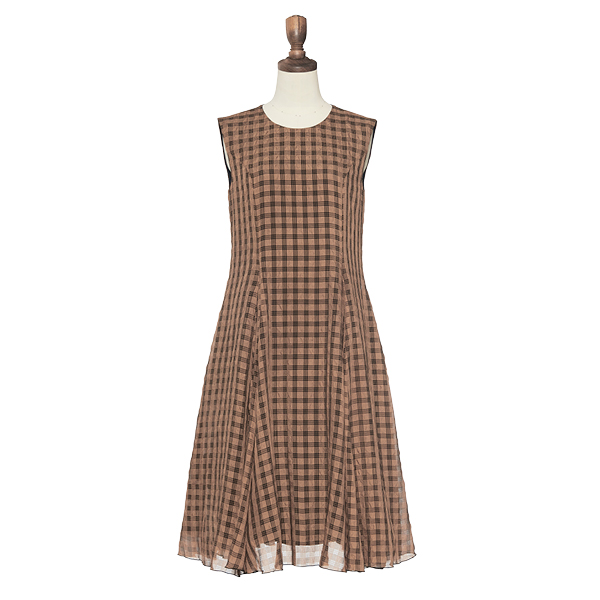 Dress "Sheer Check"(Brown)