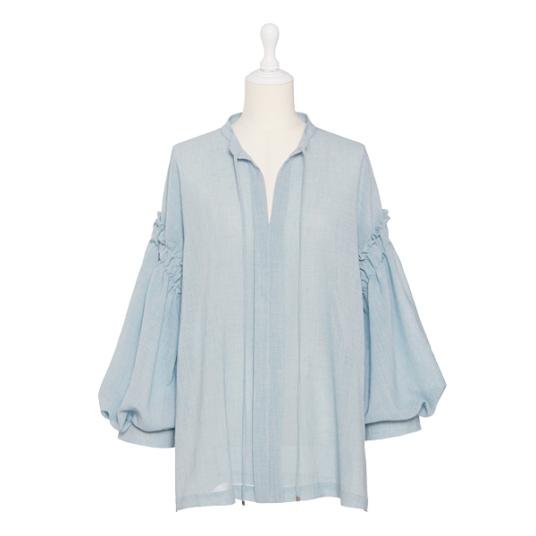 Blouse "Sheer Puff Puff" (Sax Blue)