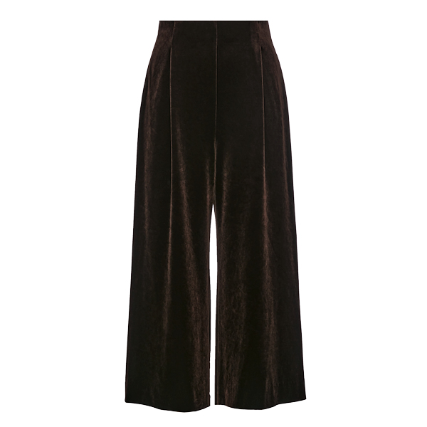 Daisy Velour Straight Wide Pants(Dark Brown)