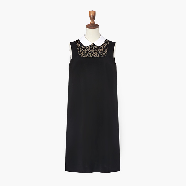 Grace Collar Dress (Black Black)