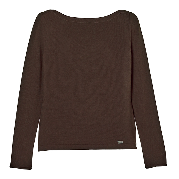 しっとりウール "Prima Knit Top"(Dark Brown)