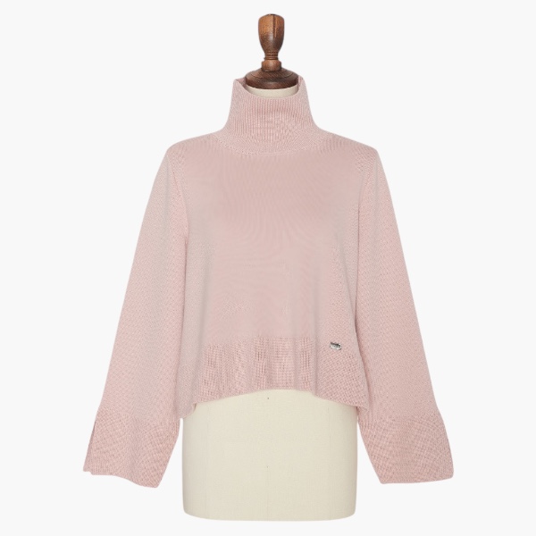 しっとりウール High Neck Sweater (Daisy Pink)