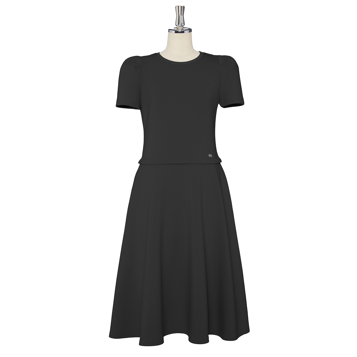 ジャージードレス“Airy Puﬀ” (Black)