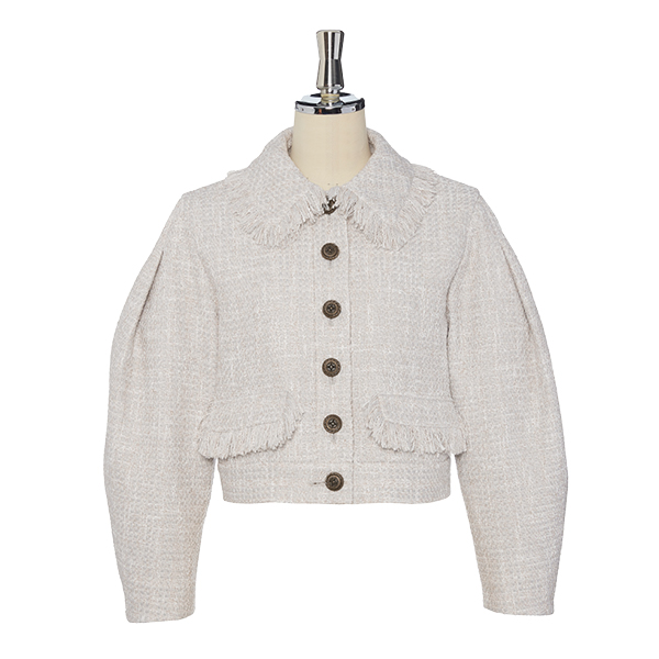Washable Tweed “Cocoon Sleeve Jacket ” (Light Gray)