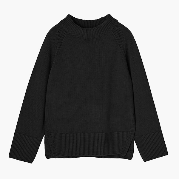 しっとりウールセーター "Hampton Madam" (Black Black)