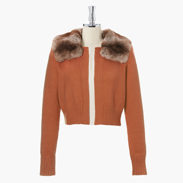 Chinchilla Fur & Power Cardigan (Terracotta)